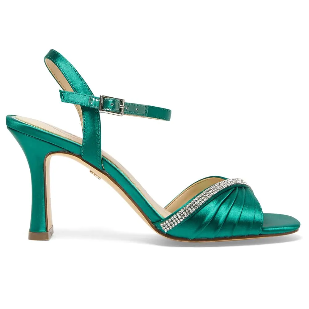 Agnes Heel in Spruce Crystal Satin Satin