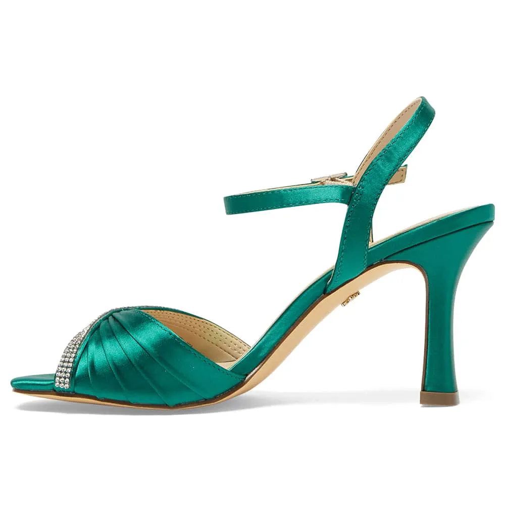 Agnes Heel in Spruce Crystal Satin Satin