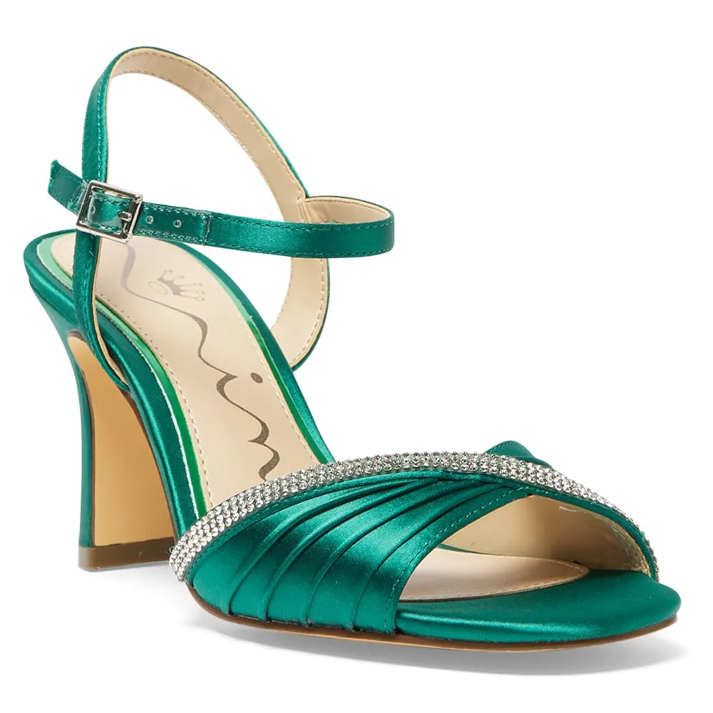 Agnes Heel in Spruce Crystal Satin Satin