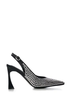 ALMIDA-BLACK STUDDED SLINGBACK PUMP