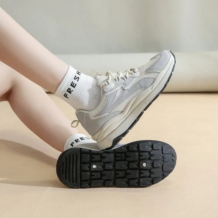 Applique Lace-Up Platform Sneakers