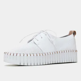 Batu White/ Dark Tan Leather Sneakers