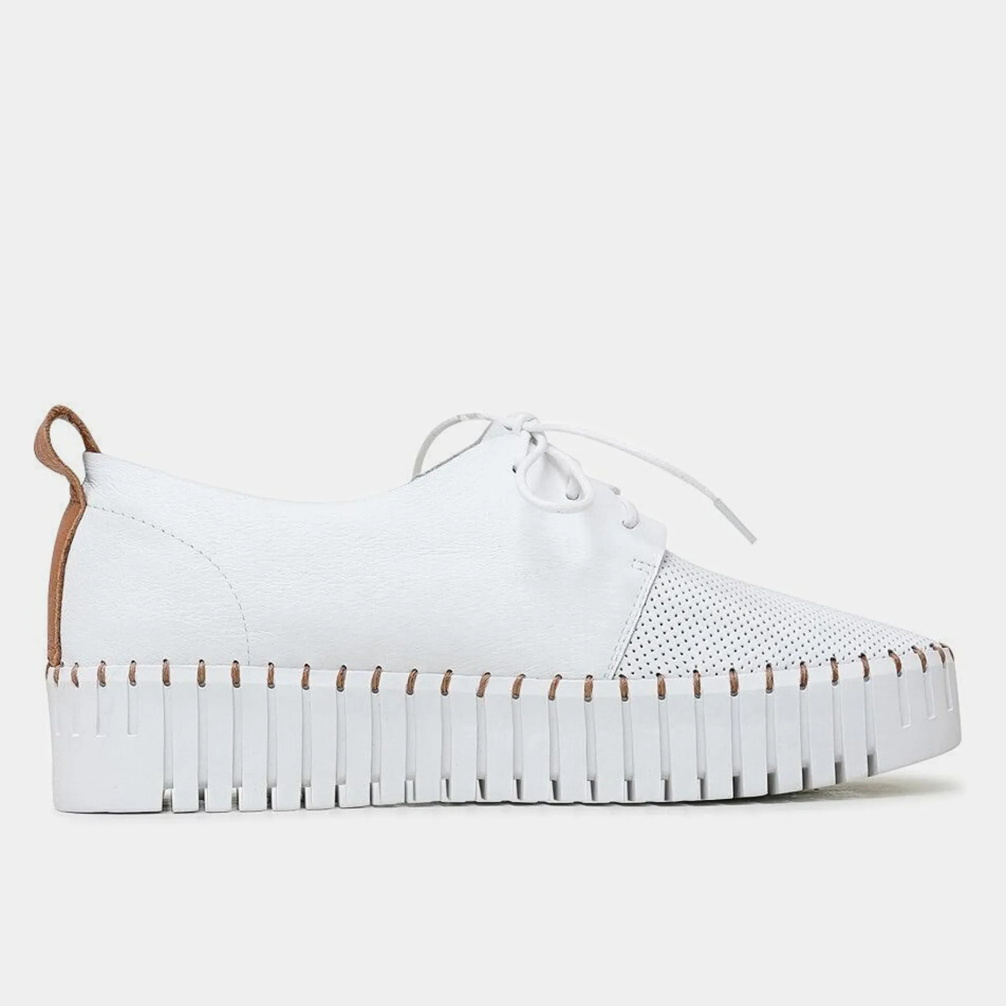 Batu White/ Dark Tan Leather Sneakers