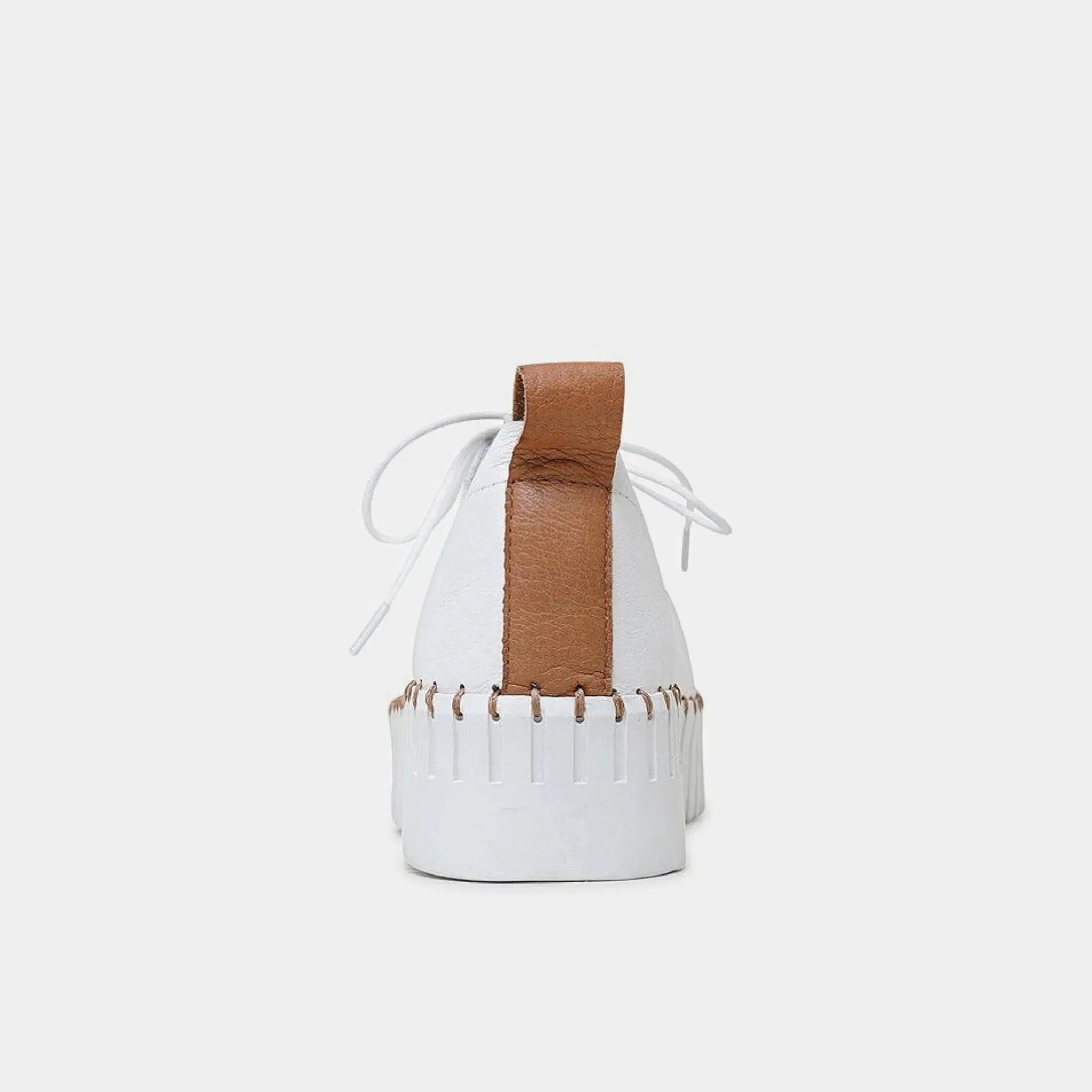 Batu White/ Dark Tan Leather Sneakers