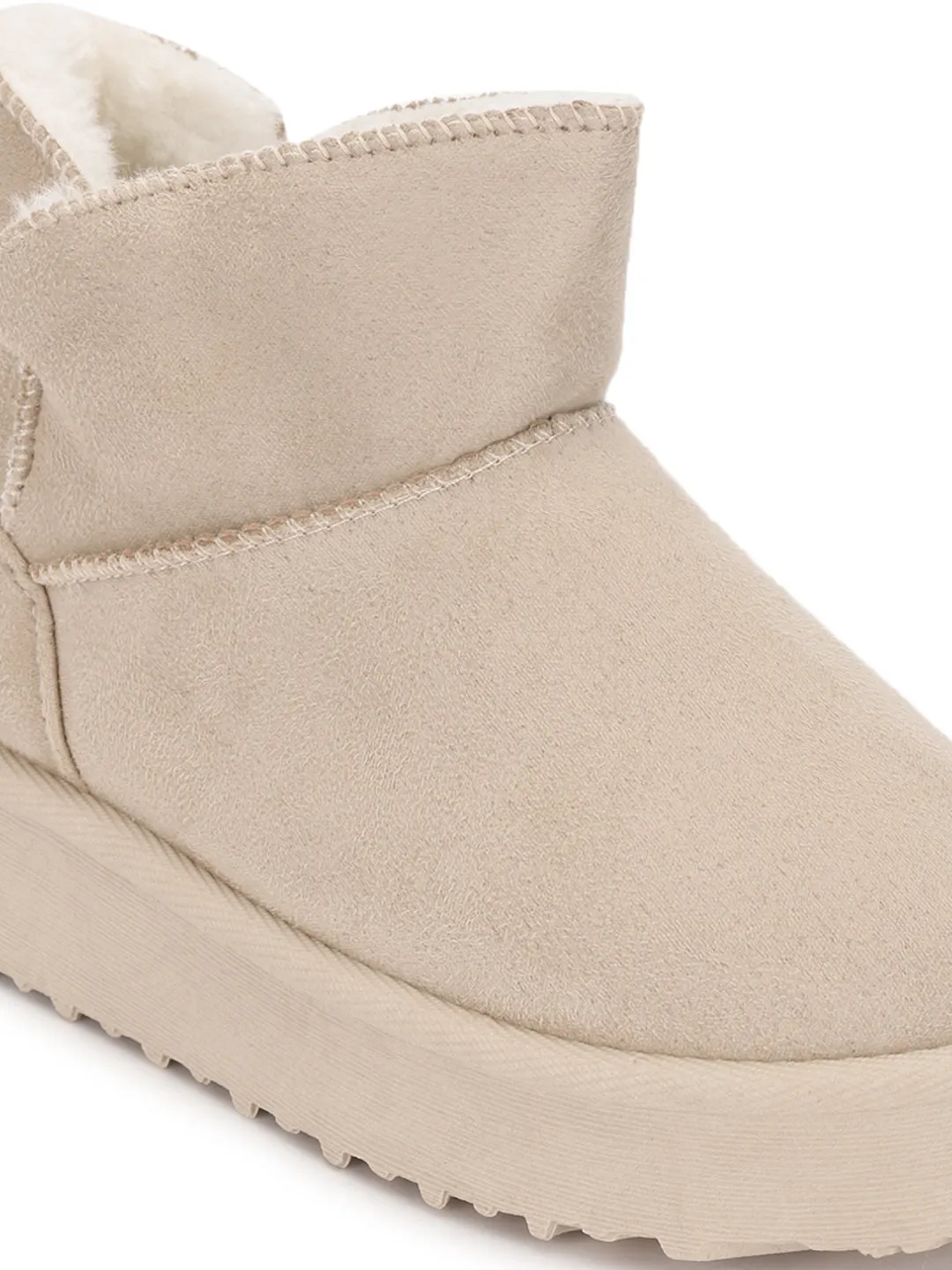 Beige Suede Winter Stylish Ankle Boots For Kids-Unisex (TC-RS3687-BEIG)