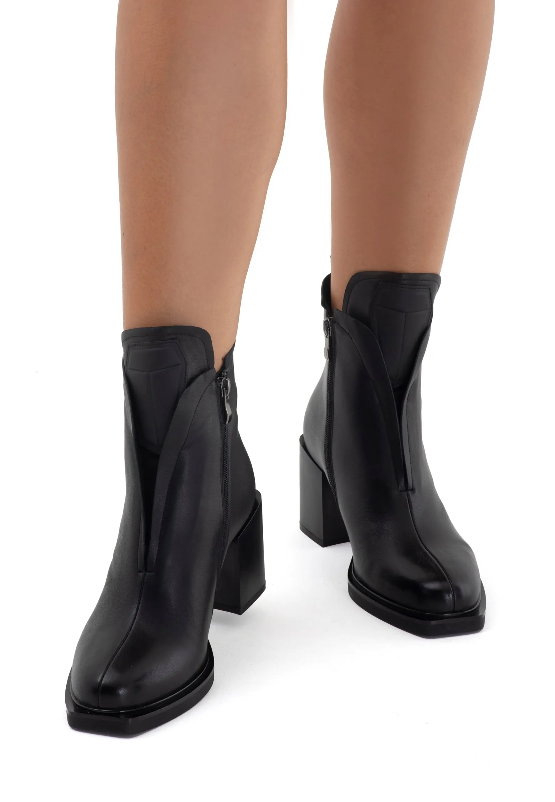 Black Block Heel Ankle Boots - Modern & Sleek Women’s Footwear