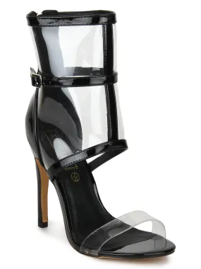 Black PU Perspex Strapped Stilettos