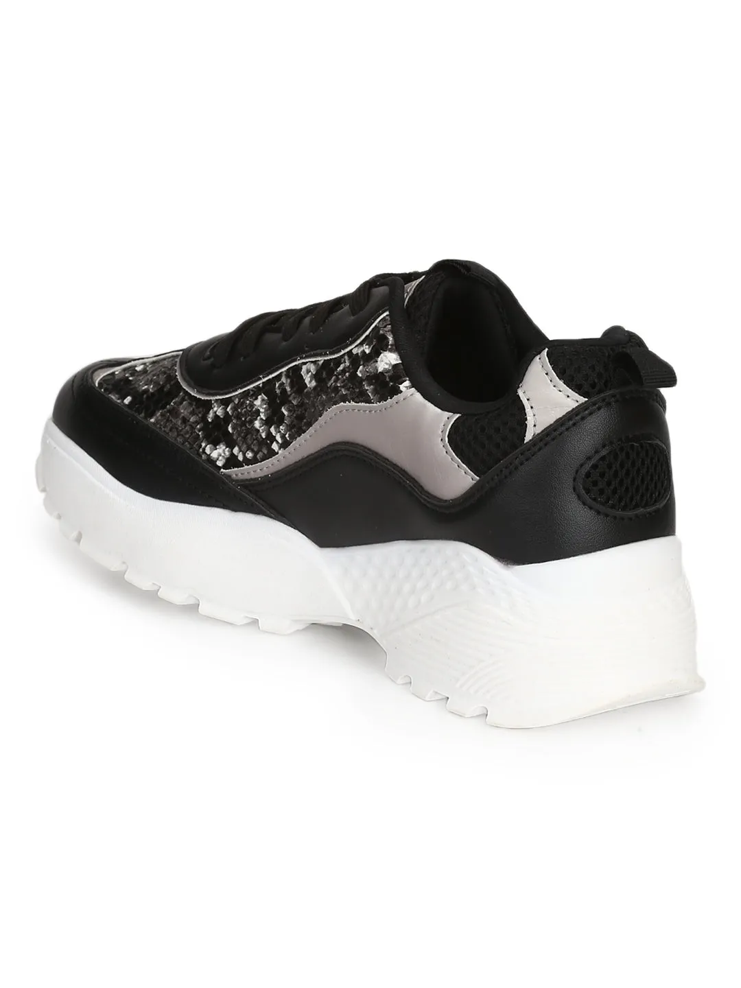 Black Snake Chunky Cleated Bottom Sneakers