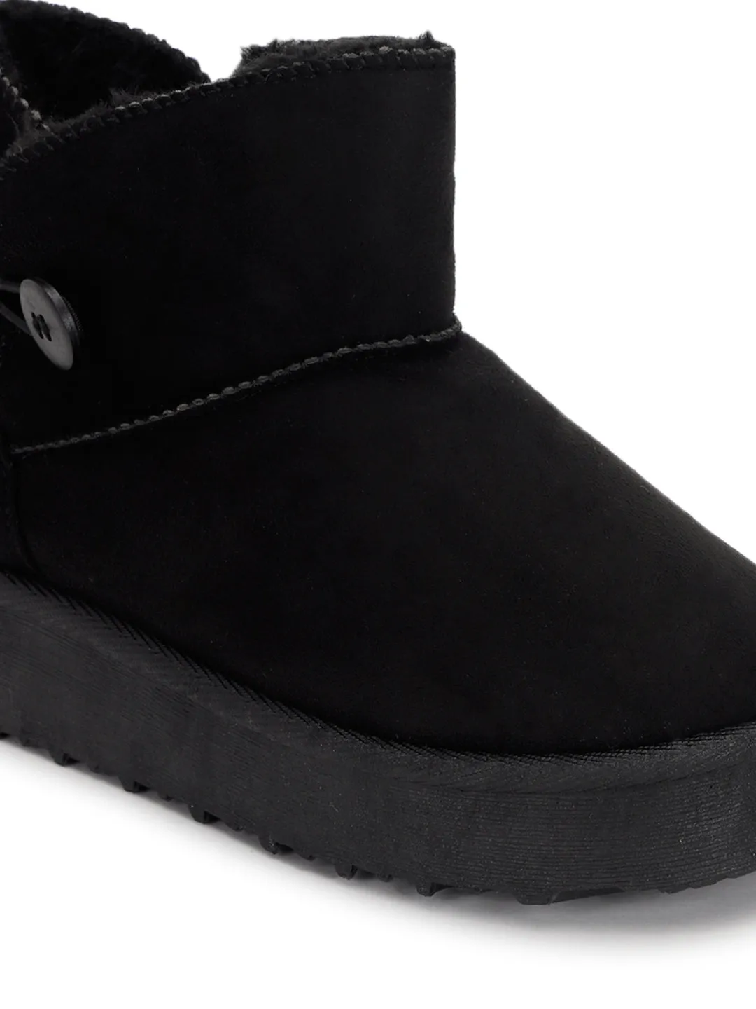 Black Suede Winter Stylish Ankle Boots For Kids-Unisex (TC-RS3685-BLK)