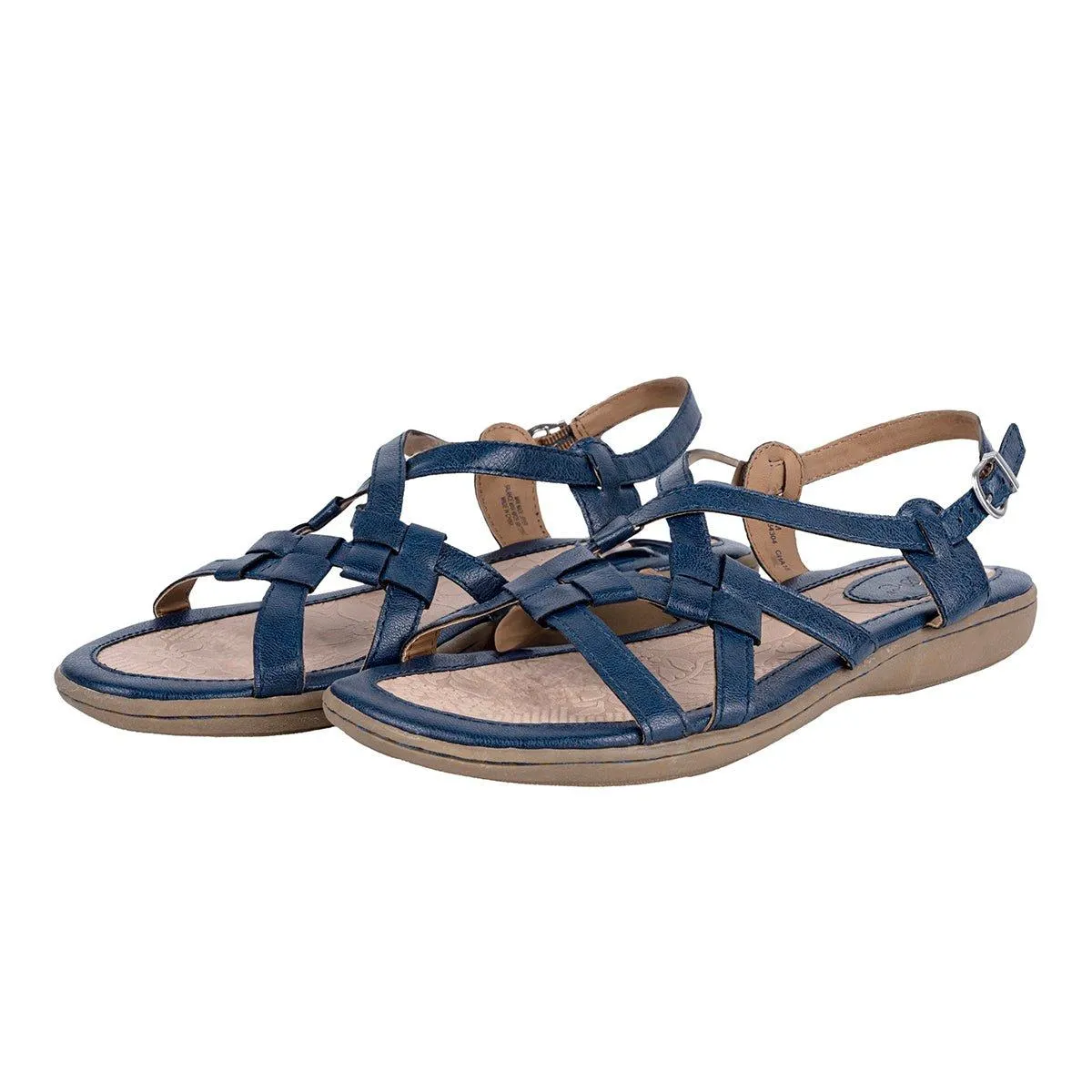 B.O.C Strap Flat Sandals Leather Blue Colour For Women