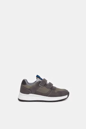 Boys Grey Material Block Sneakers