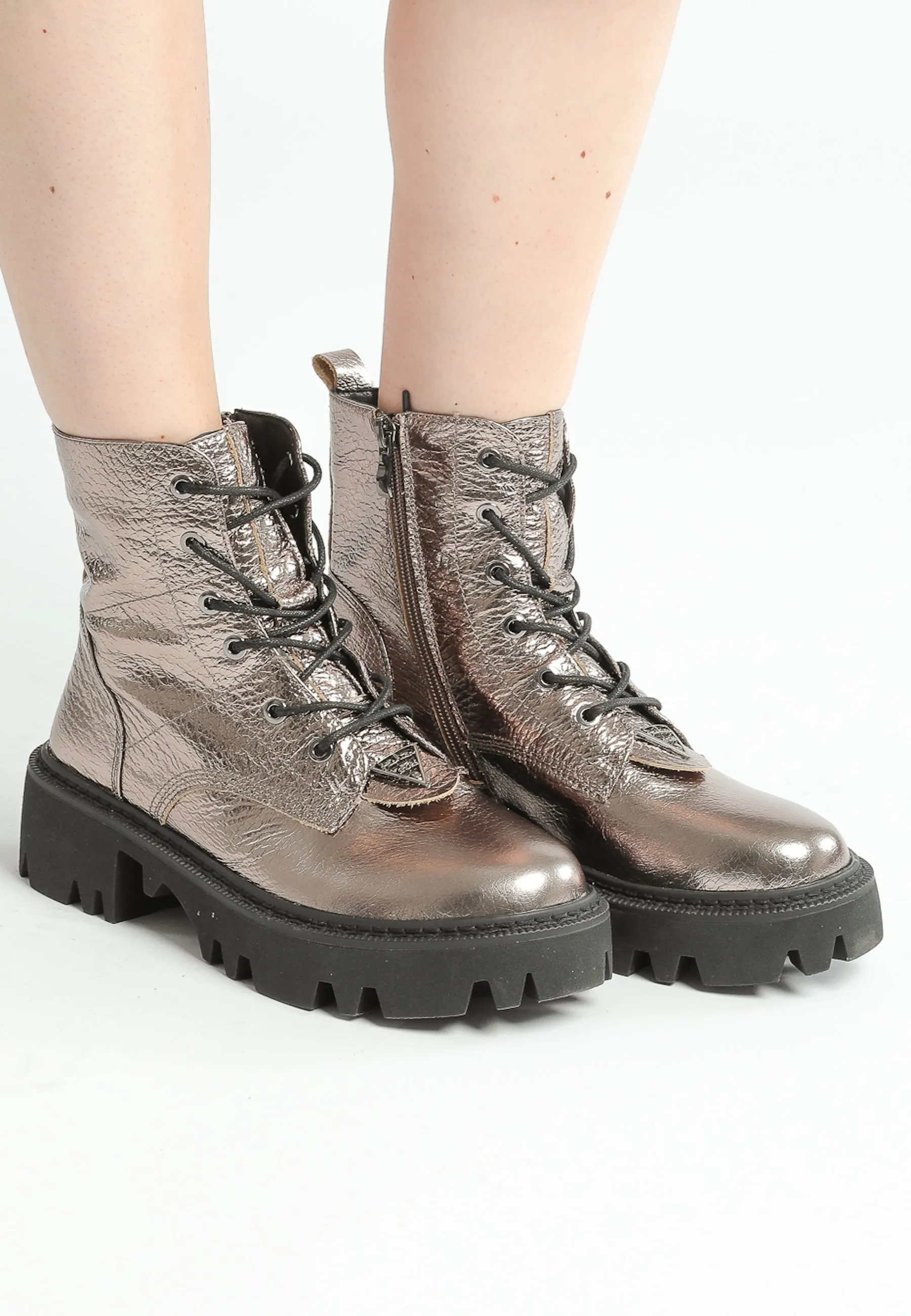 Bronze Women’s Combat Boots - Stylish & Rugged