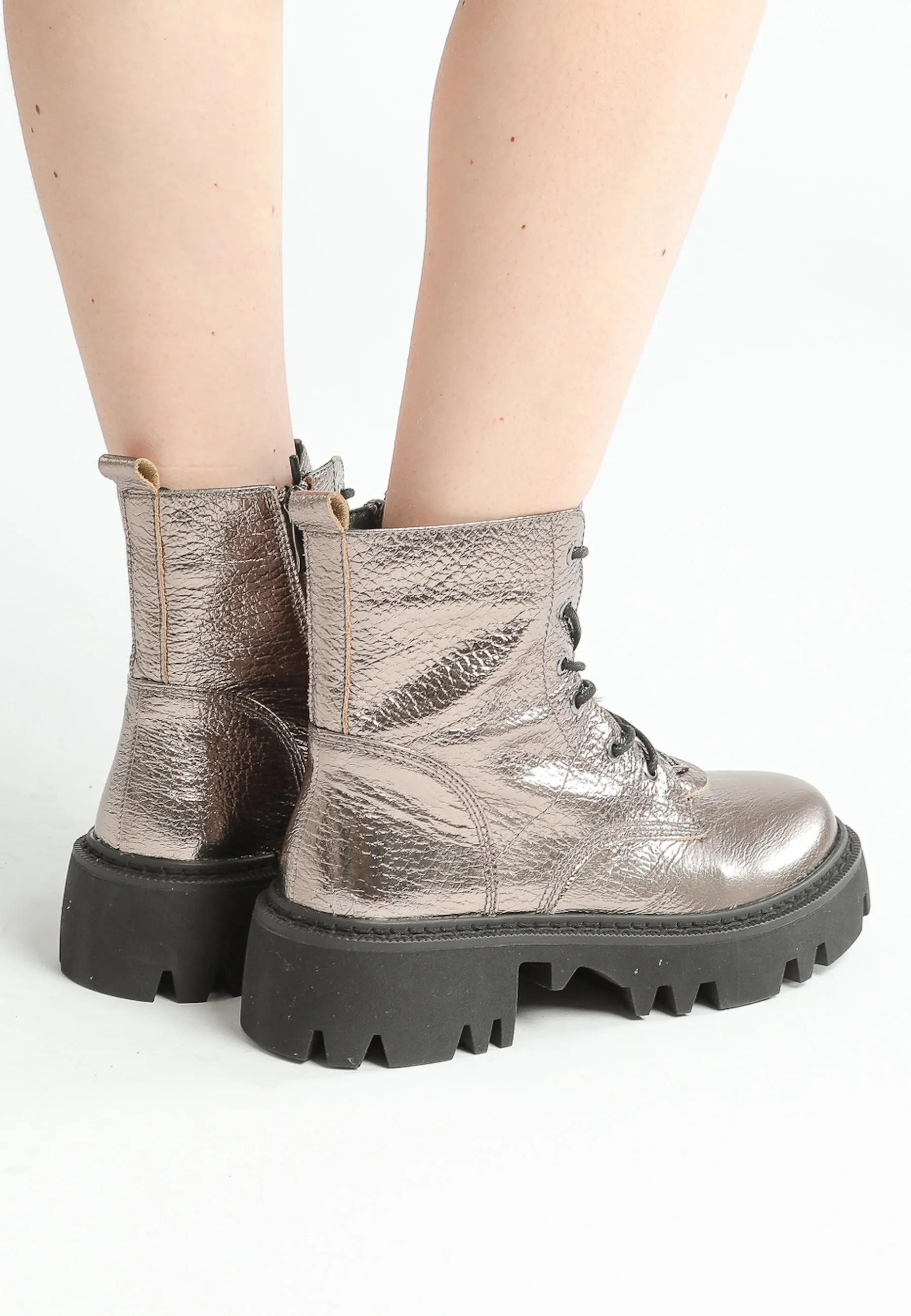 Bronze Women’s Combat Boots - Stylish & Rugged