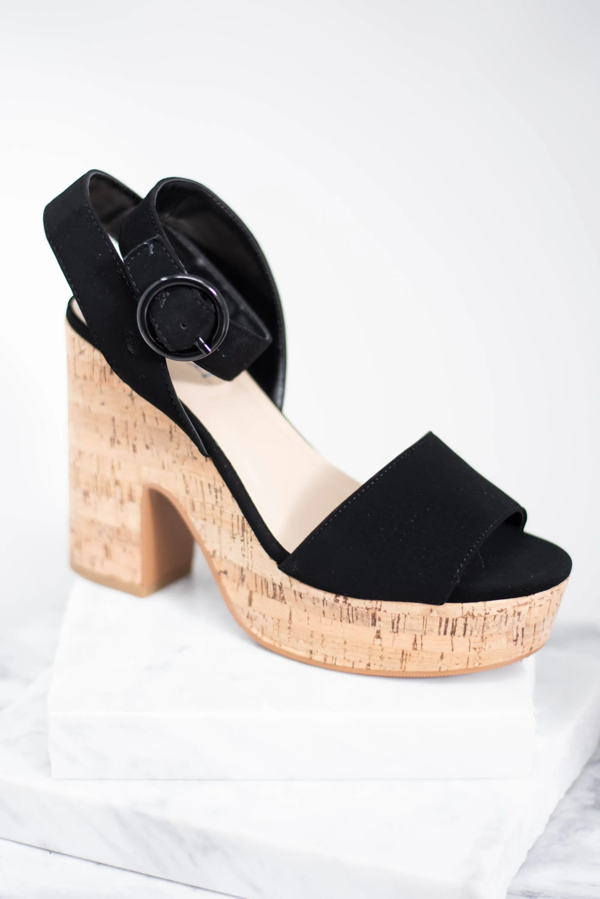 Change Of Heart Black Platform Heels