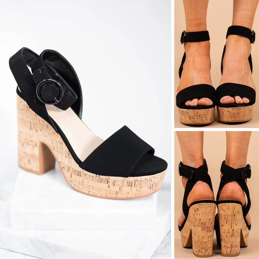 Change Of Heart Black Platform Heels