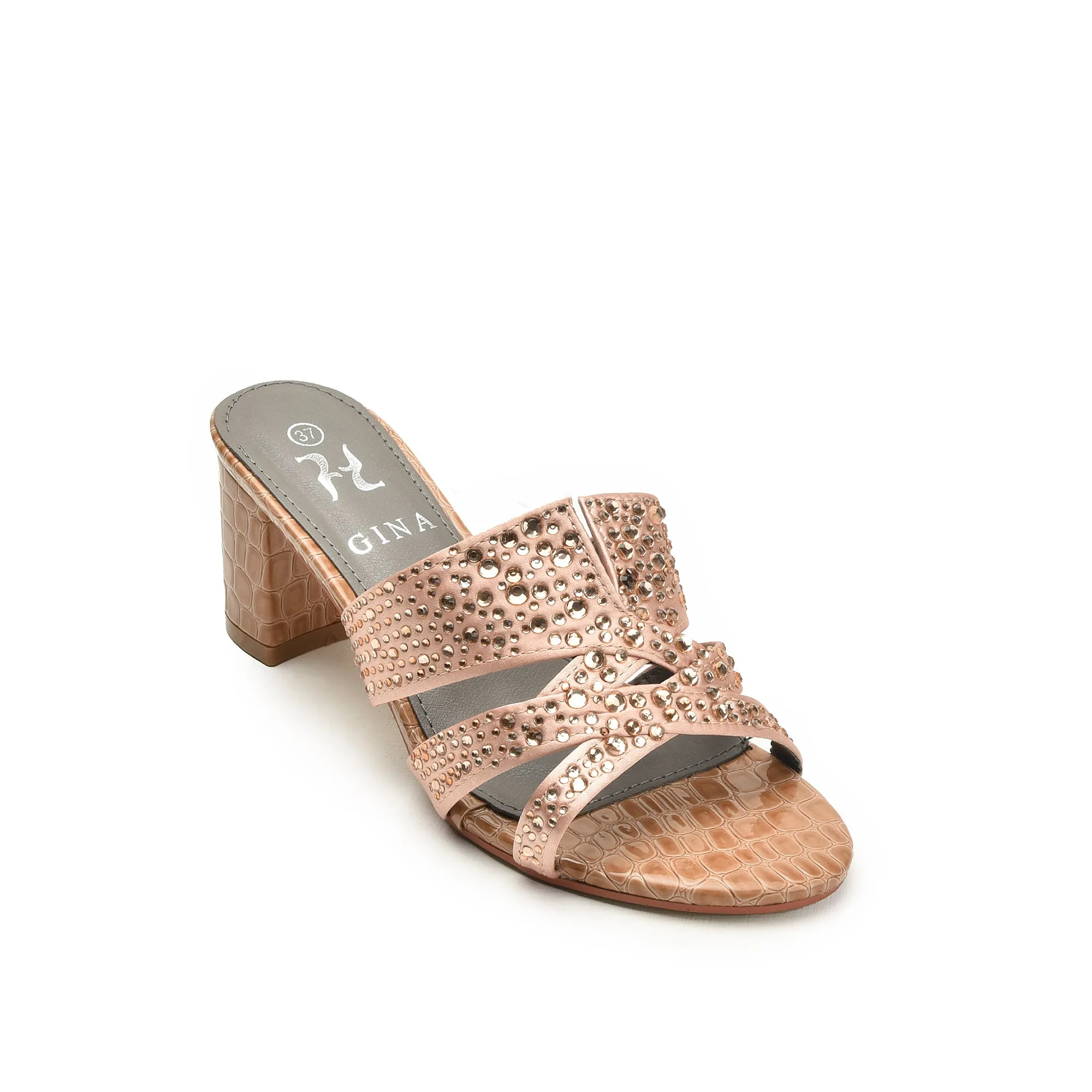 Chic Pink Beaded Block Heels | 502L-PX