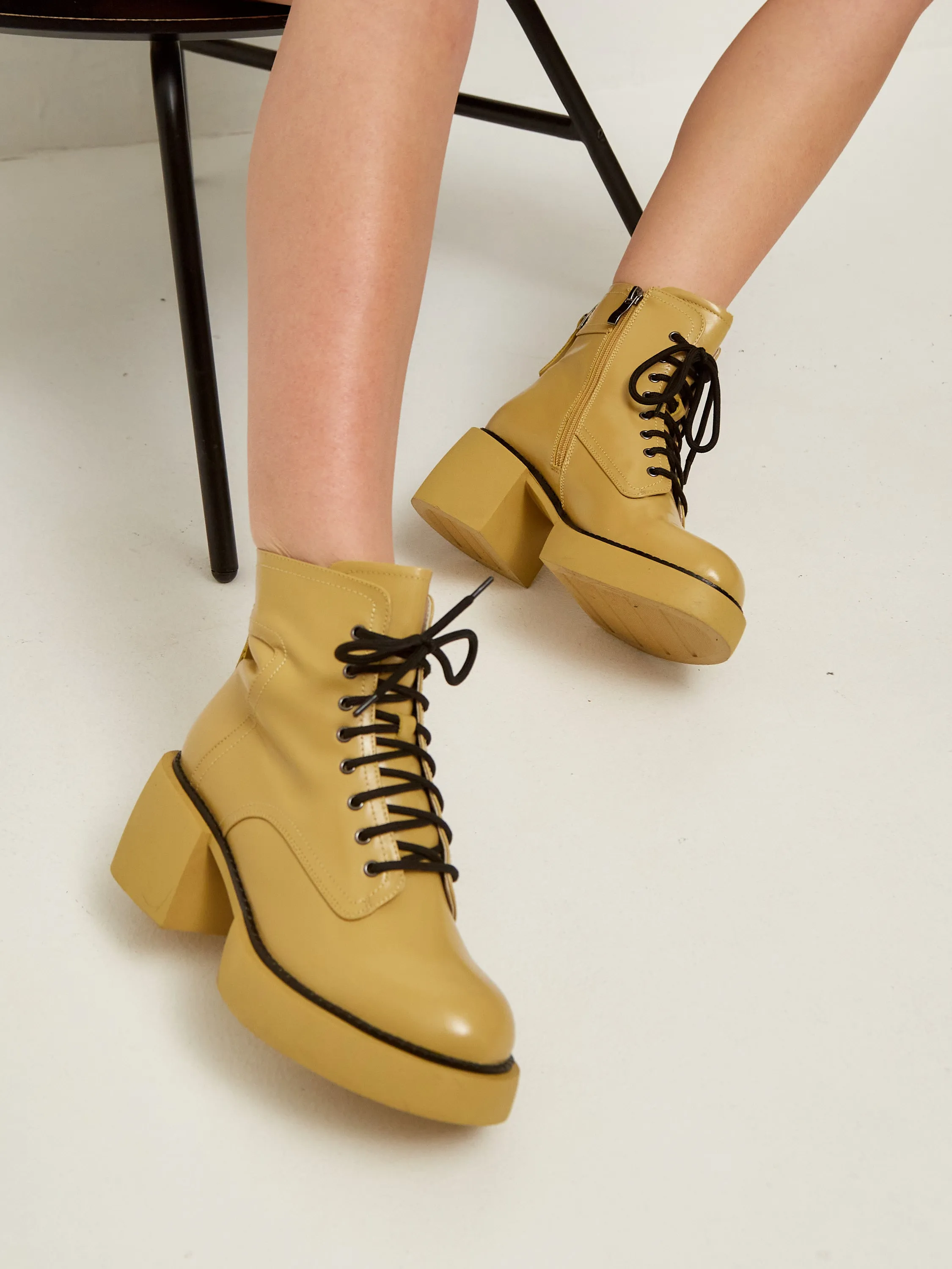 Chic Yellow Ankle Boots for Women - Stylish & Comfortable Footwear