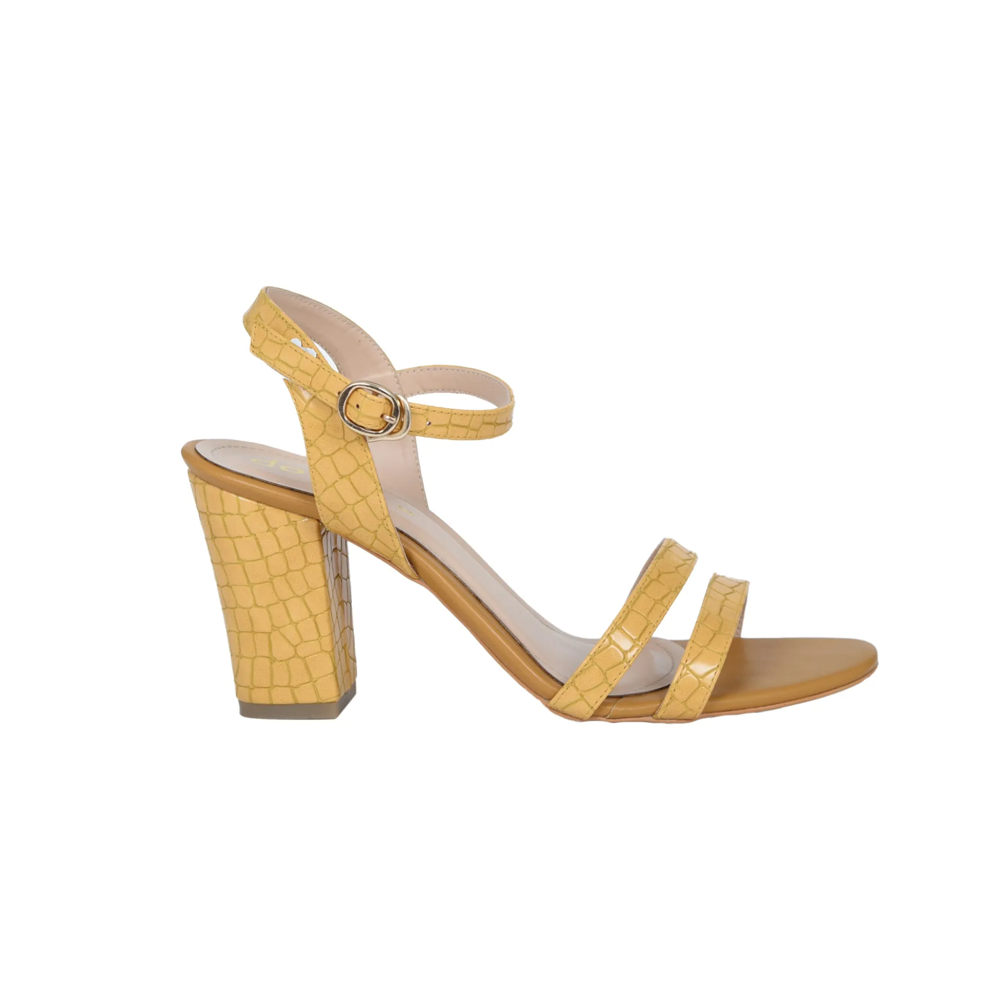 Chic Yellow Block Heel Sandals with Strappy Design | 248D-U