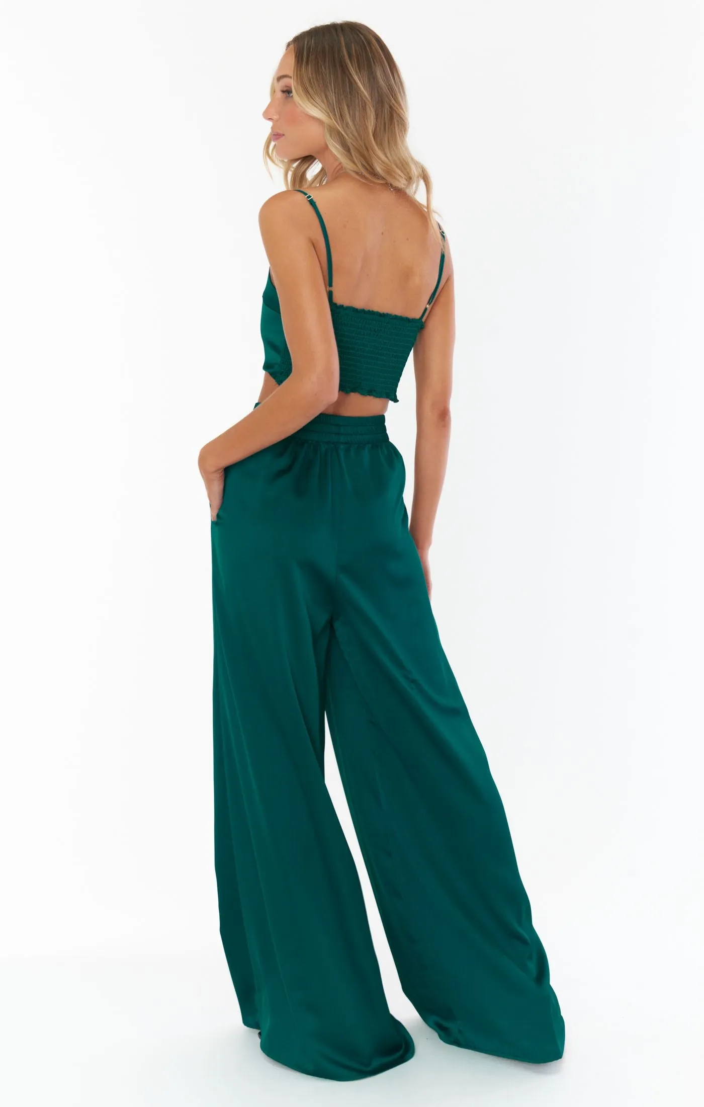 Clurb Crop Top | Emerald Luxe Satin