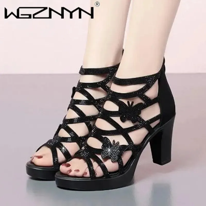 Comfortable Pumps High Heels Hollow Out Zip Footwear