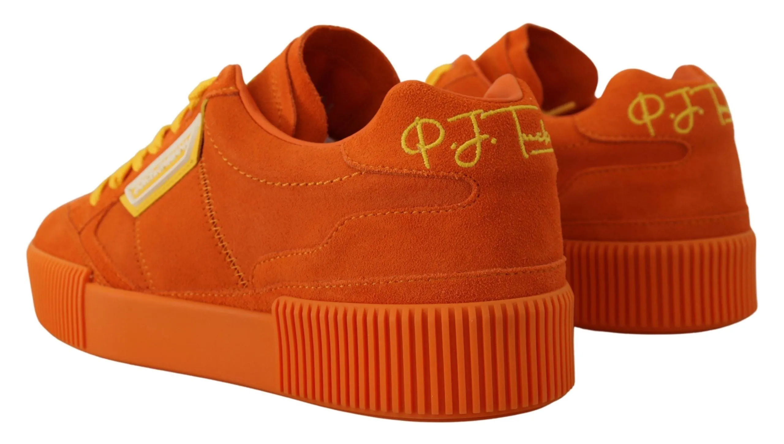 Dolce & Gabbana Chic Orange Suede Lace-Up Sneakers