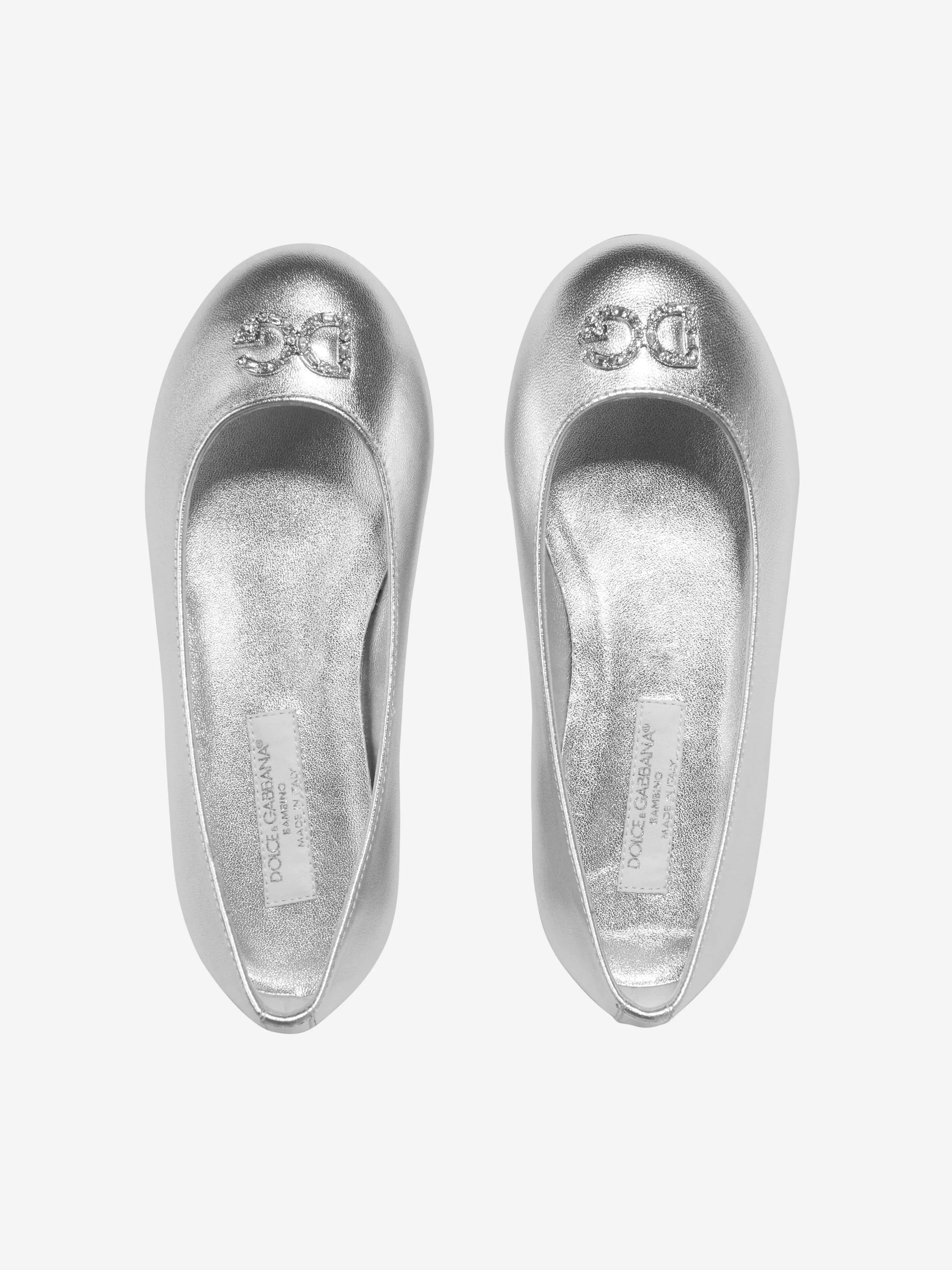 Dolce & Gabbana Girls Diamonte Logo Ballet Pumps