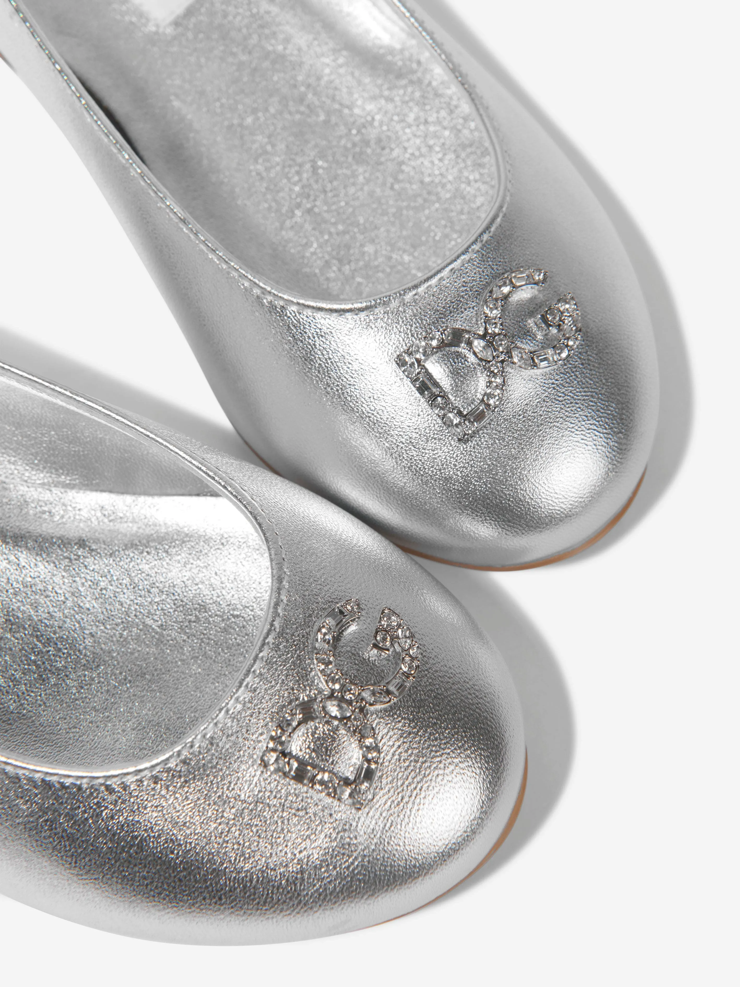 Dolce & Gabbana Girls Diamonte Logo Ballet Pumps