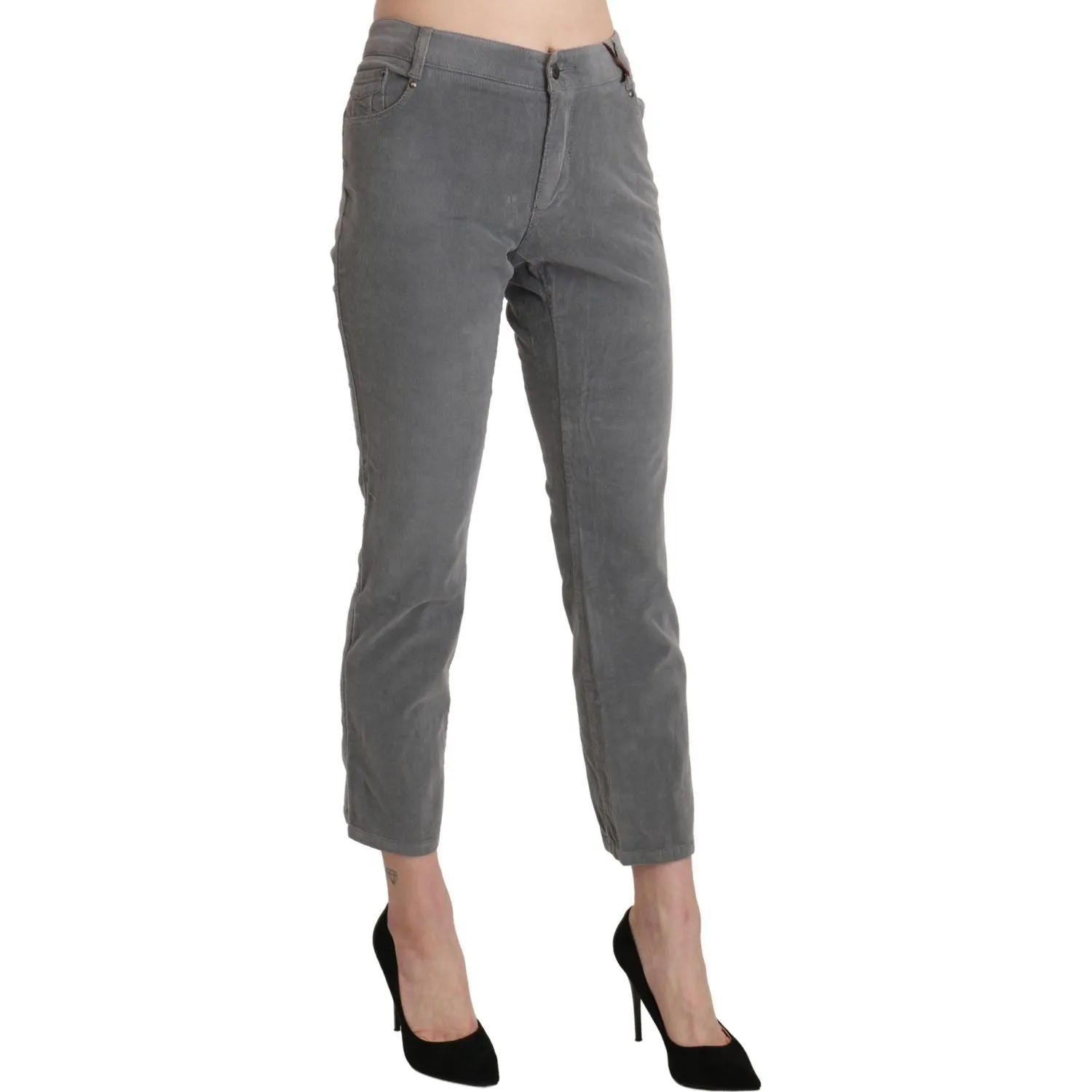 Ermanno Scervino Chic Gray Mid Waist Cropped Trousers