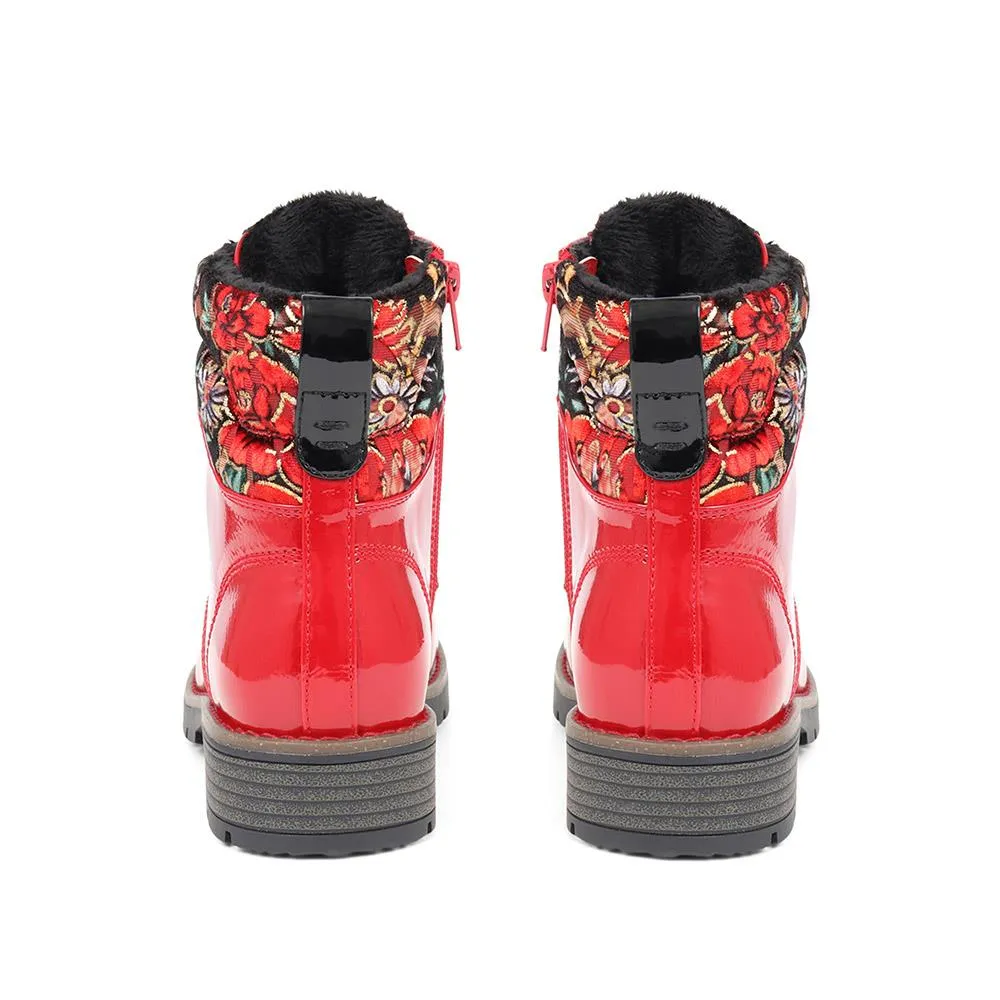 Floral Cuff Ankle Boots - WBINS38146 / 324 669