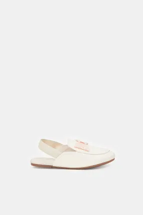 Girls White Back Strap Mule