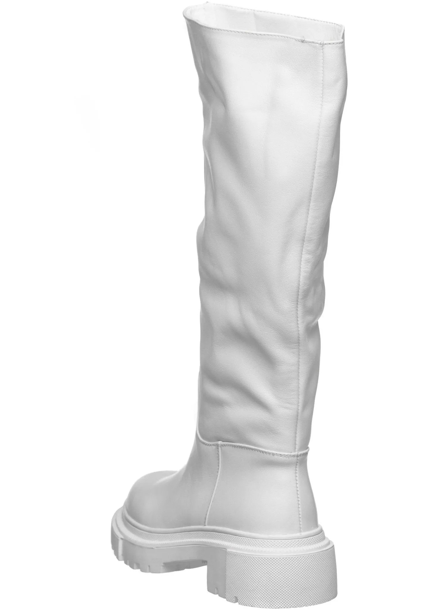 Leather Knee High Boots Anastasia - White