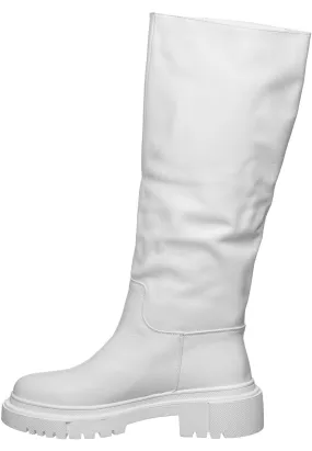 Leather Knee High Boots Anastasia - White