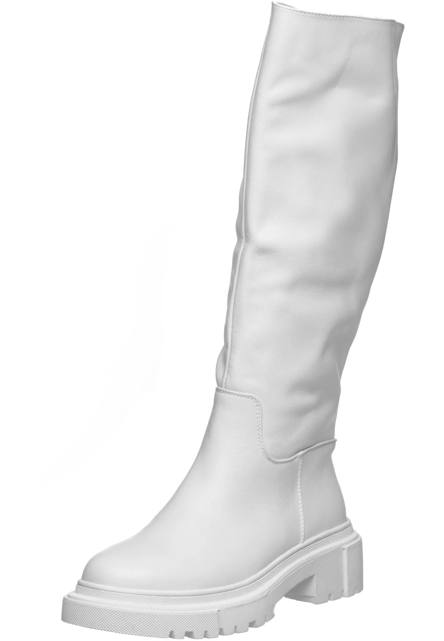 Leather Knee High Boots Anastasia - White