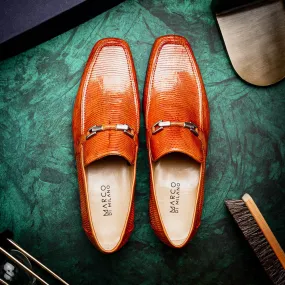 Marco Di Milano Fabro Cognac Lizard And Calfskin Loafers