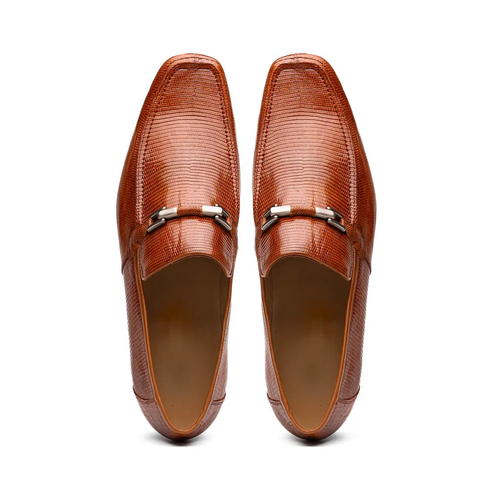 Marco Di Milano Fabro Cognac Lizard And Calfskin Loafers