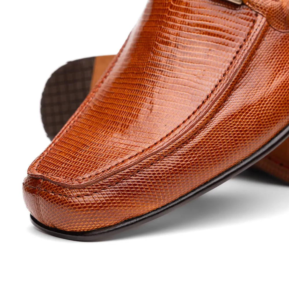 Marco Di Milano Fabro Cognac Lizard And Calfskin Loafers