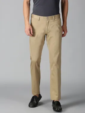 MEN'S LT KHAKI SOLID SLIM FIT TROUSER