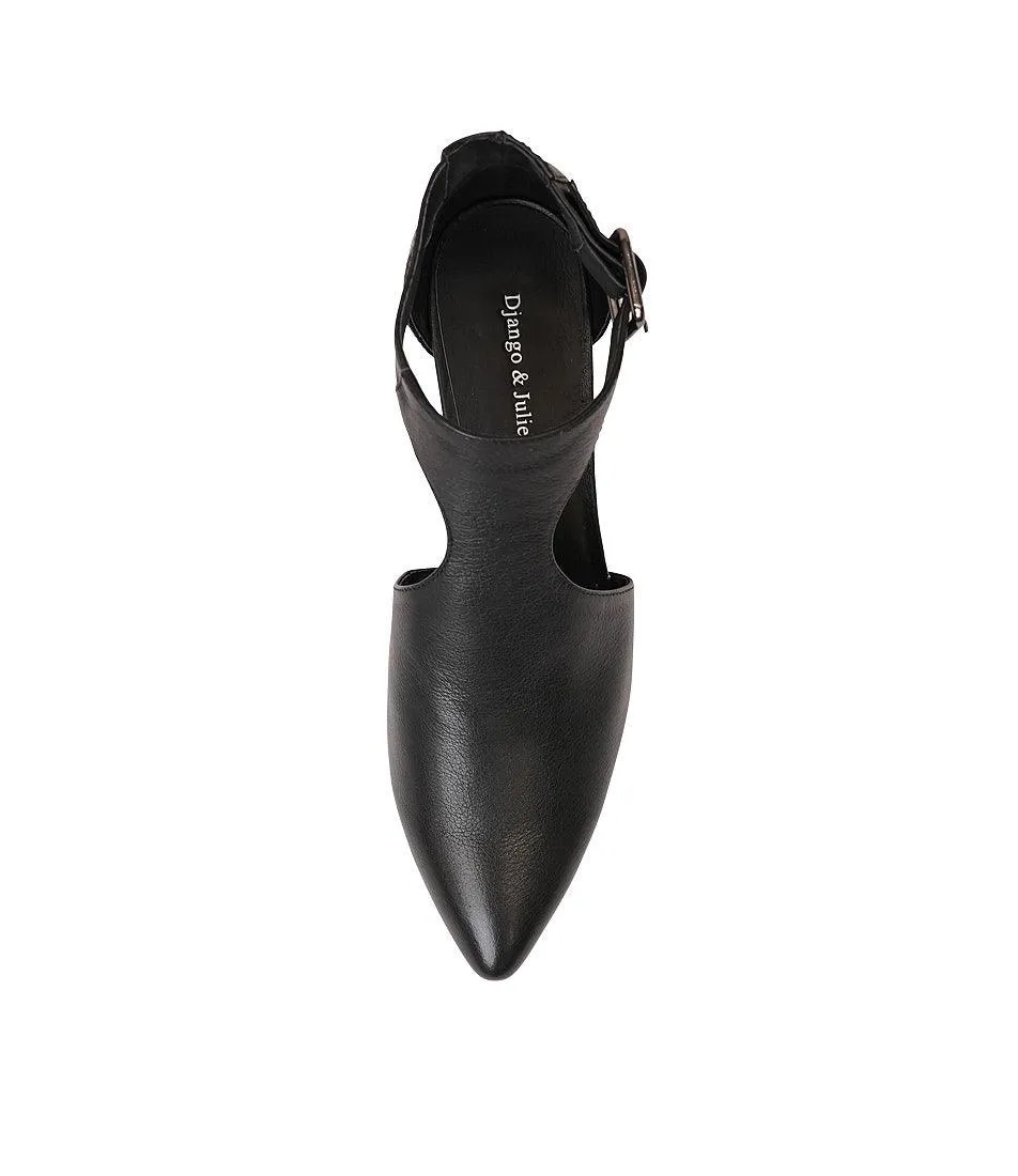 Moreno Black Leather Heels