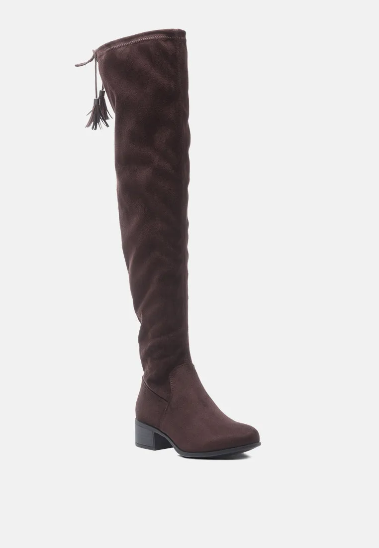 Nople Knee Boots With Drawstring