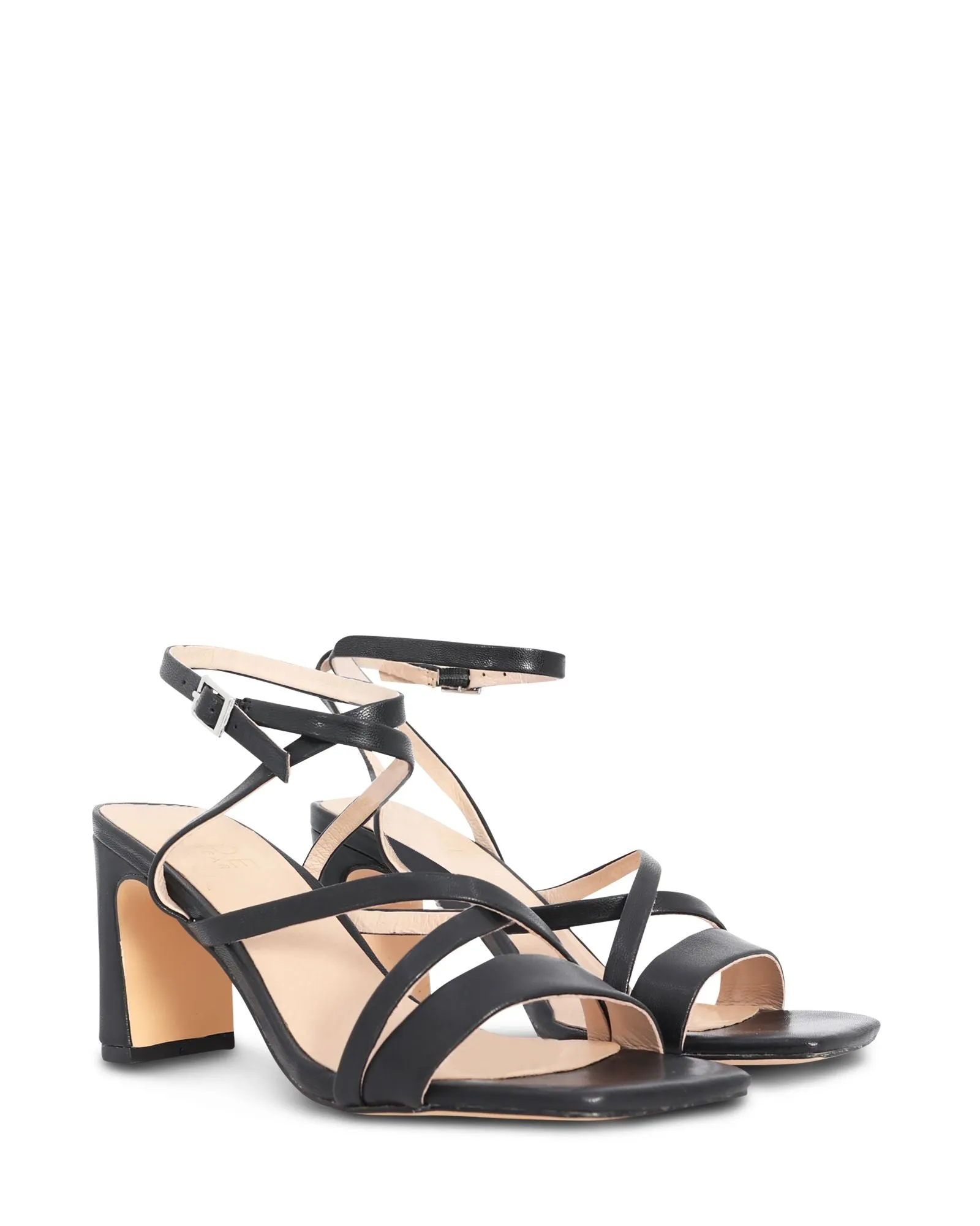 NUDE FOOTWEAR GRACE STRAPPY BLOCK HEEL