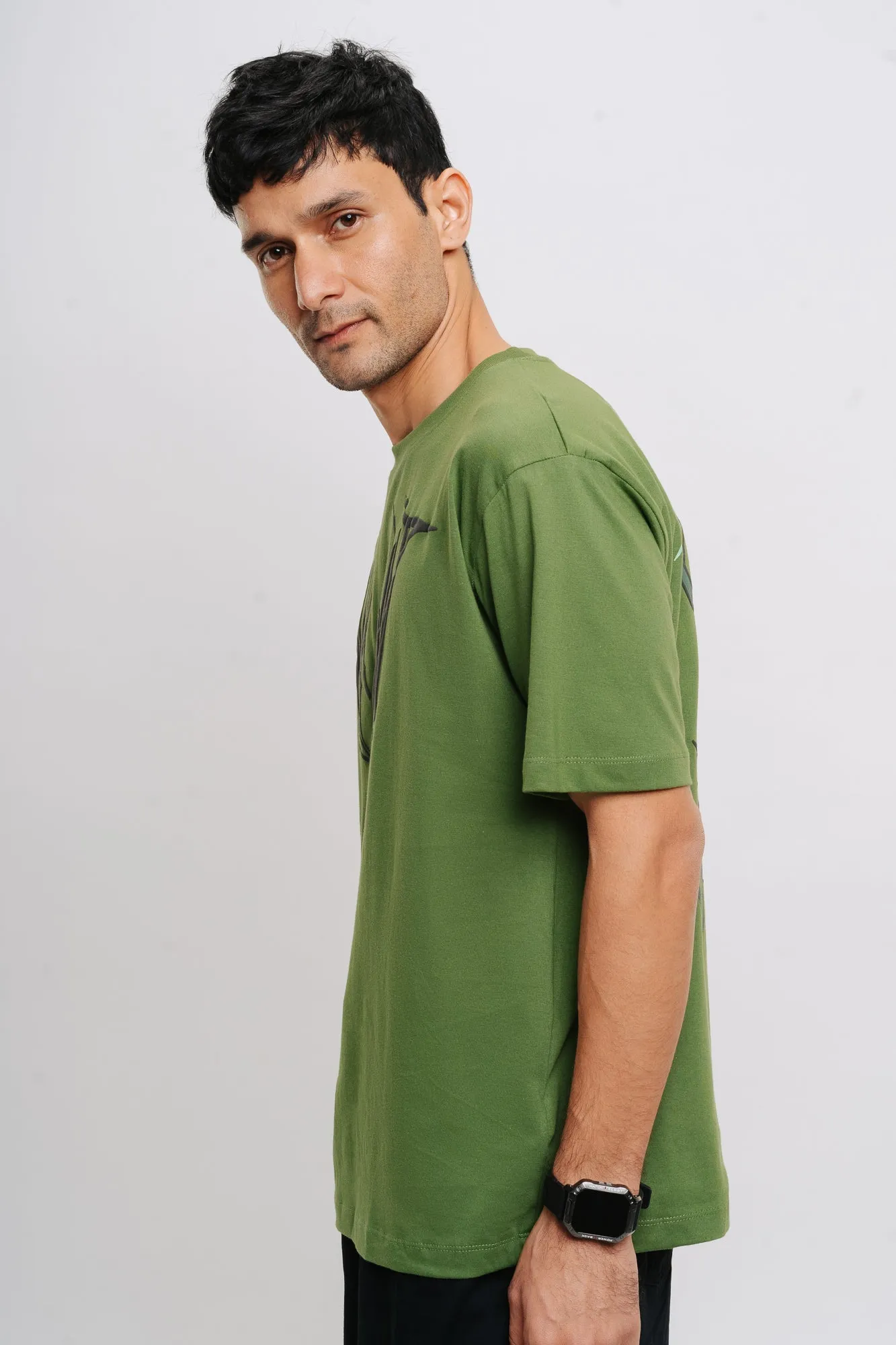 Olive Demonic Men's Oversized Tees