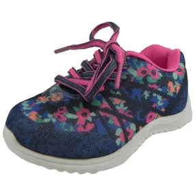 OshKosh Girl's Kova Comfortable Floral Easy On Lace Up Sneakers Blue/Pink