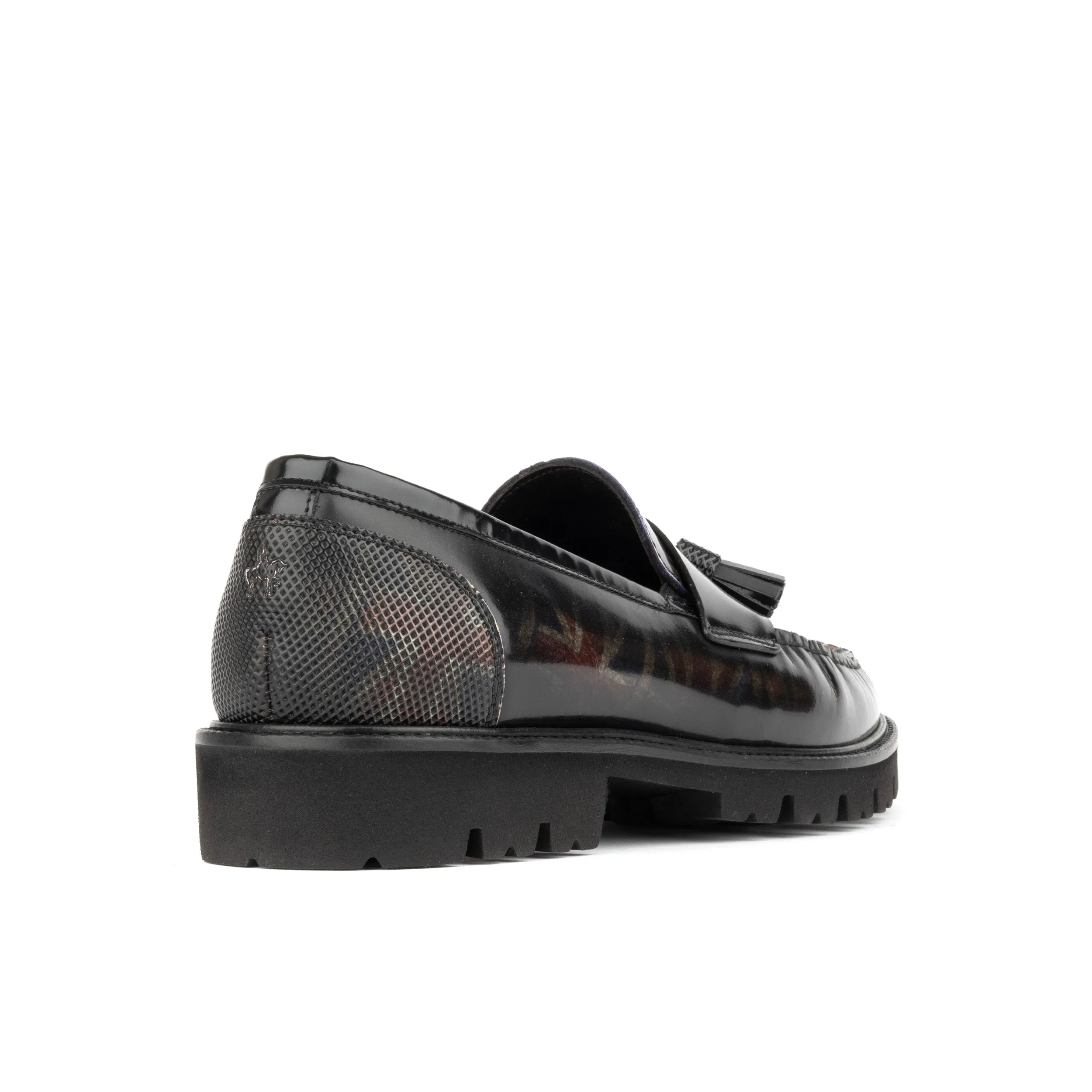 Proposal - Black Red - Men's leather tassels loafer with chunky rubber soles