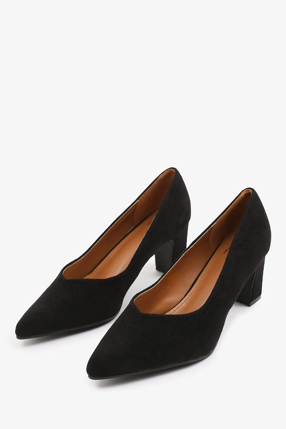 SERENA BLOCK HEEL WITH POINTED TOE IN BLACK SUEDE