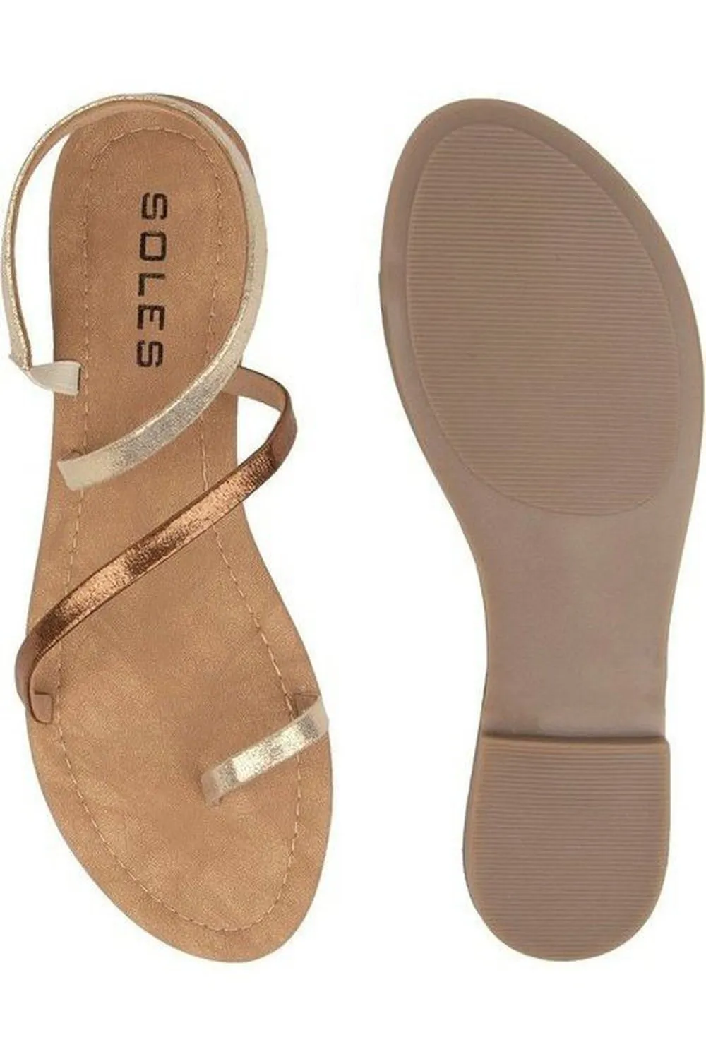 SOLES Gold Flat Sandals - Chic & Trendy Footwear