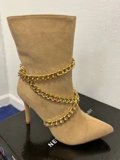 Tan Bootie w/ Chain Detail