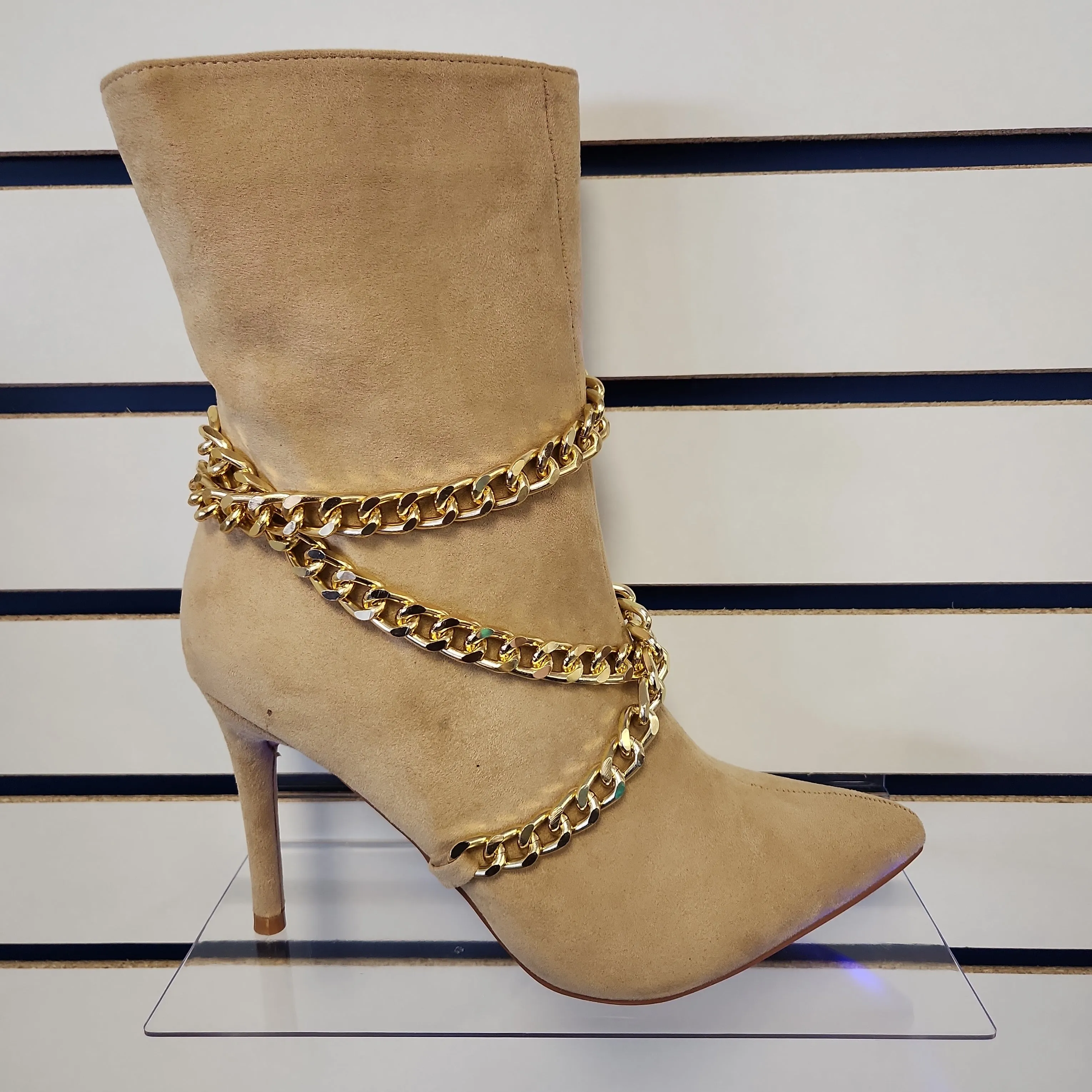 Tan Bootie w/ Chain Detail