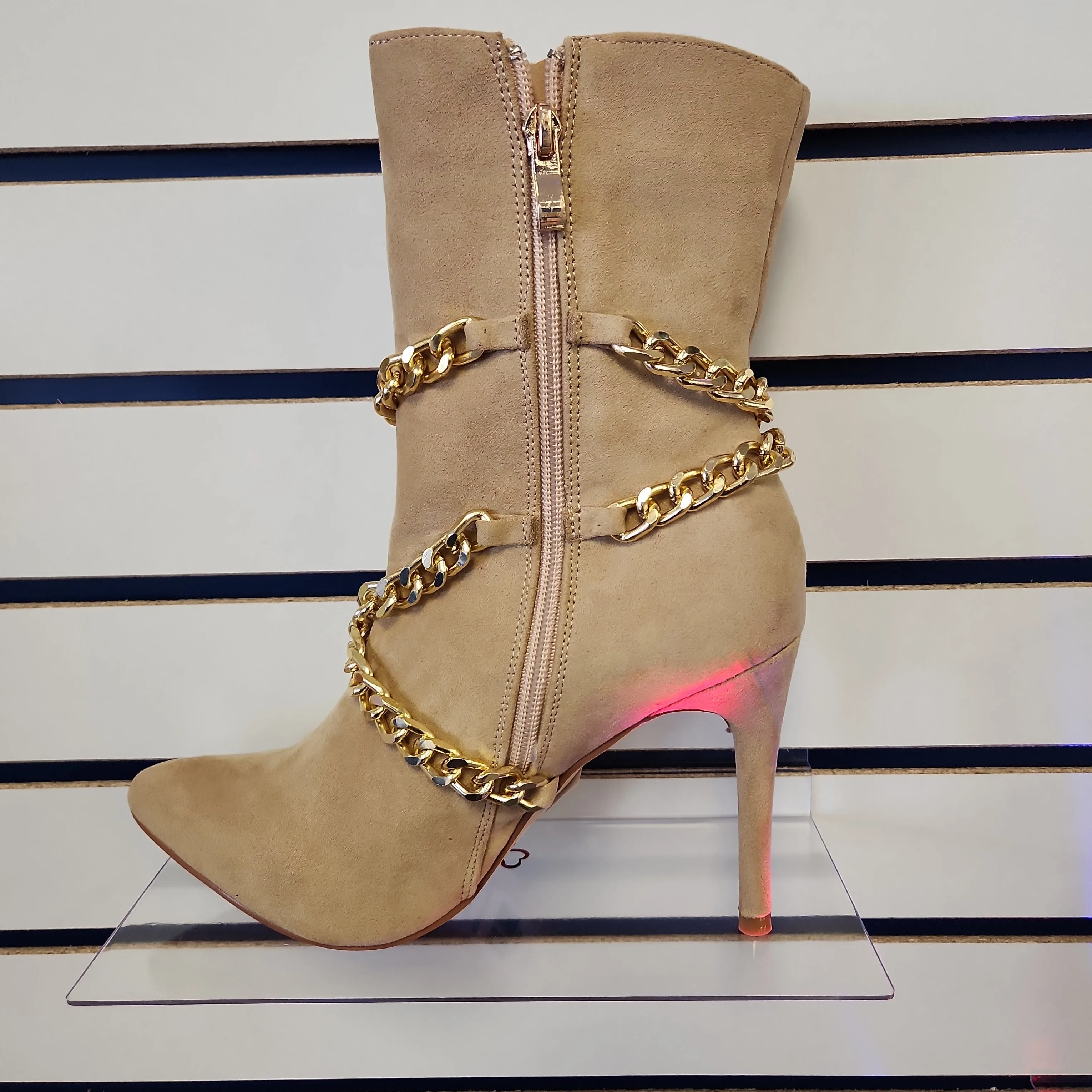 Tan Bootie w/ Chain Detail