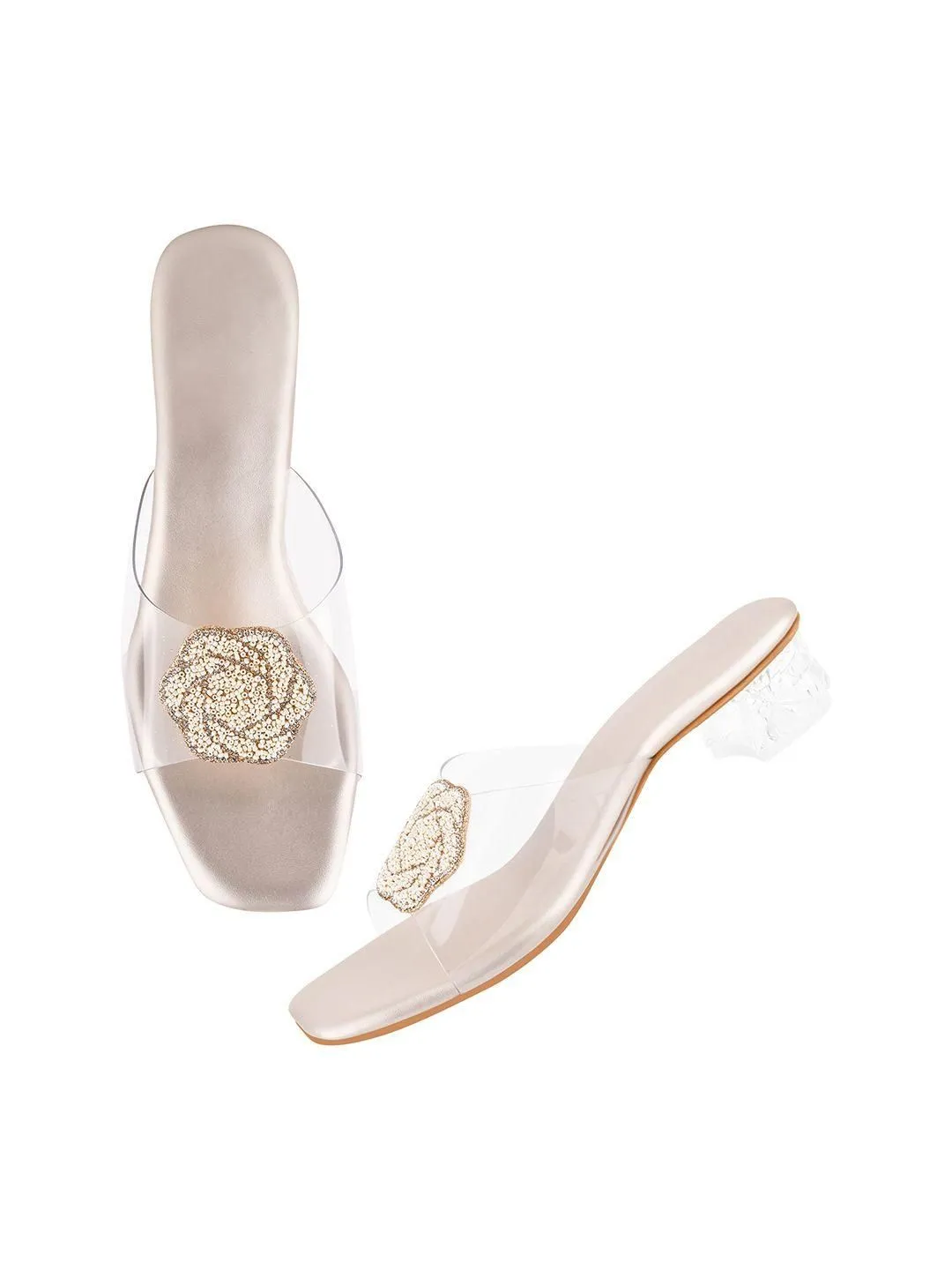 Transparent Kitten Heel Block & Comfortable Sandal For Women's