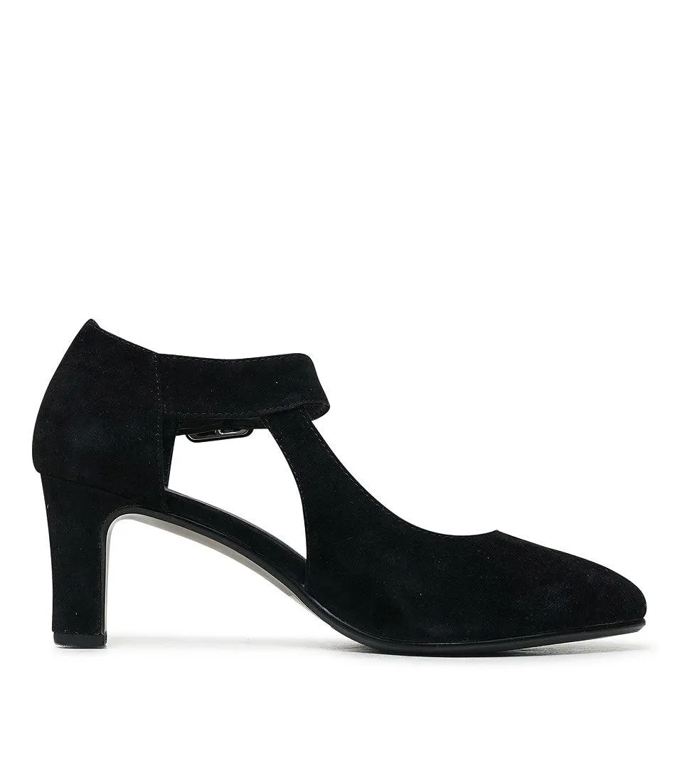 Trinities Black Suede Heels